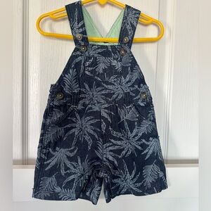 Kids Denim Overalls with Palm Print